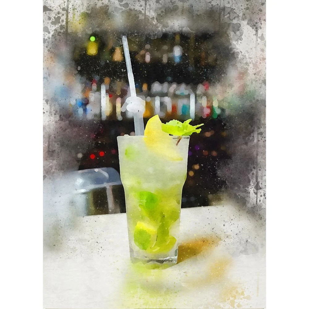 mojito cocktail abstract figurative painting print