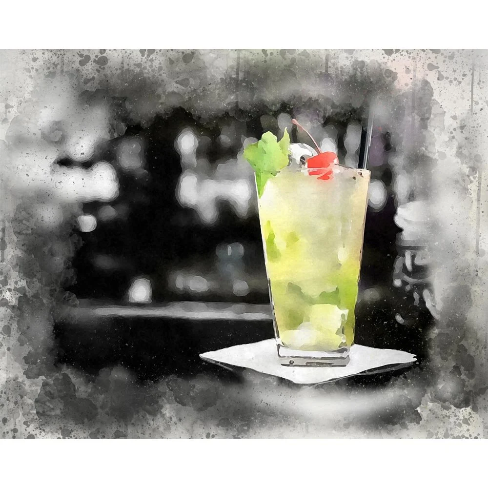 strawberry mojito cocktail abstract figurative painting print