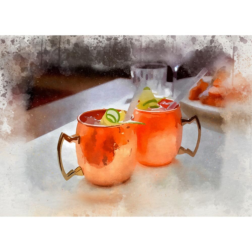 moscow mule cocktail abstract figurative painting print