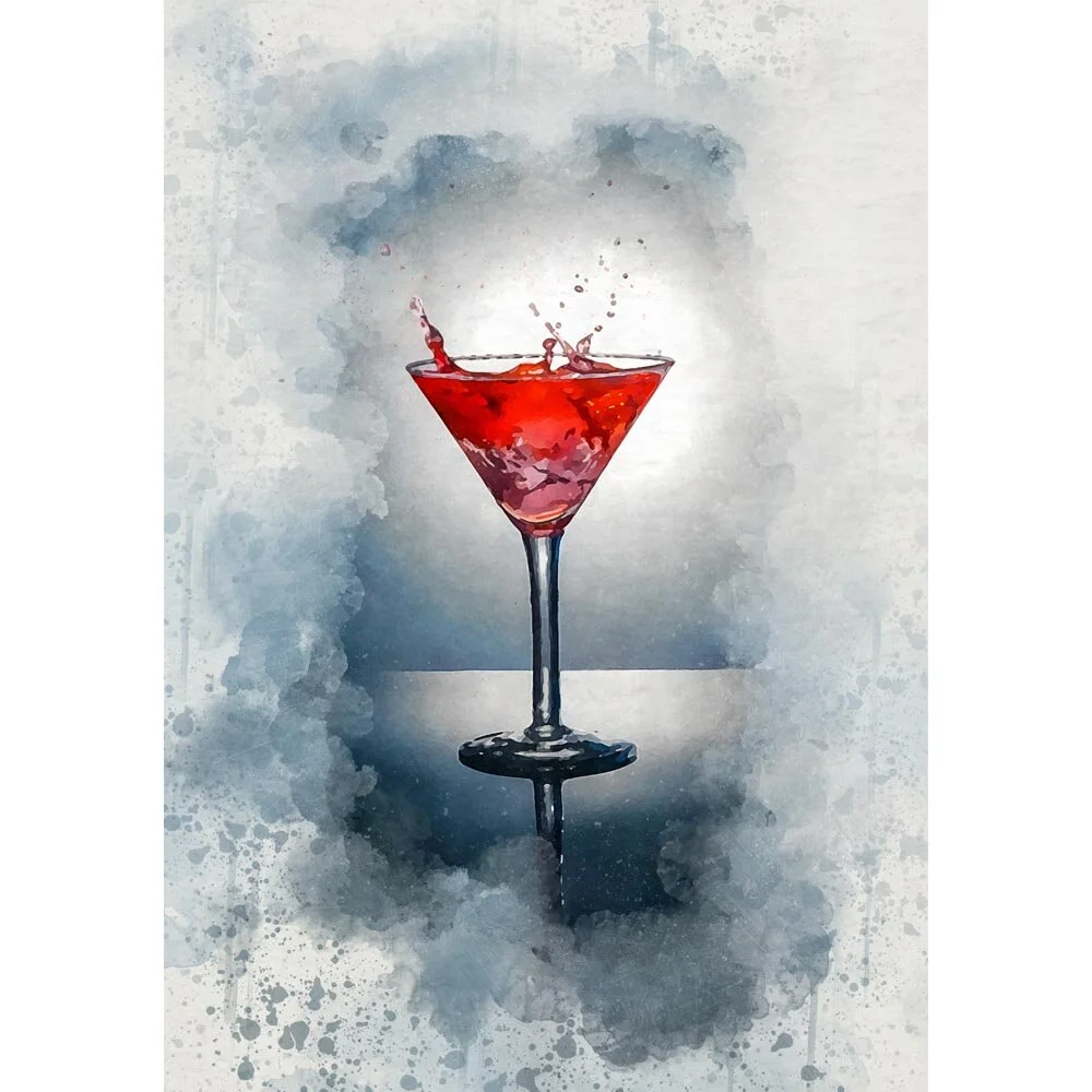 cosmopolitan cocktail with a splash abstract figurative painting print