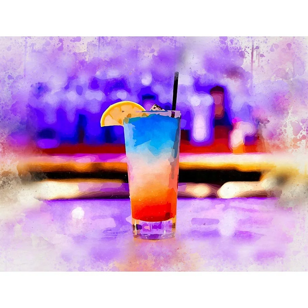 colorful paradise cocktail abstract figurative painting print