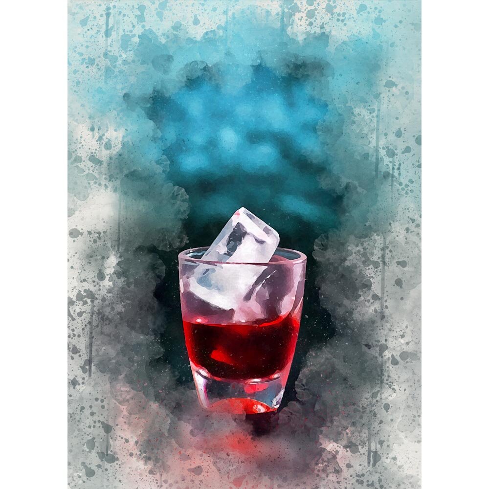 red berry liqueur on the rocks abstract figurative painting print
