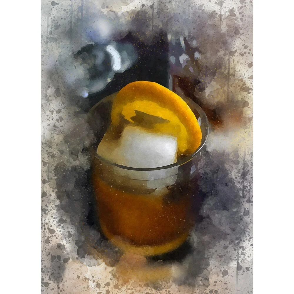 bourbon manhattan cocktail abstract figurative painting print