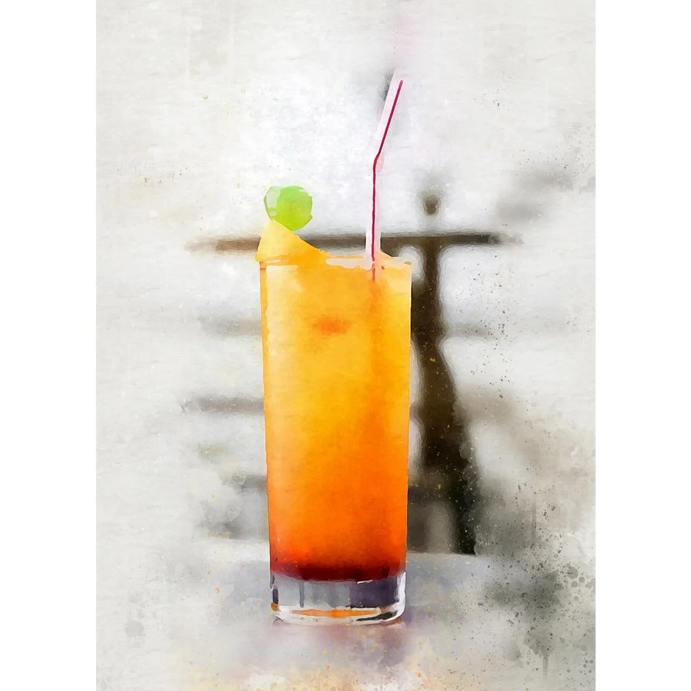 tequila sunrise cocktail abstract figurative painting print