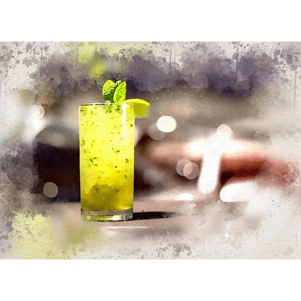traditional mojito cocktail abstract figurative painting print