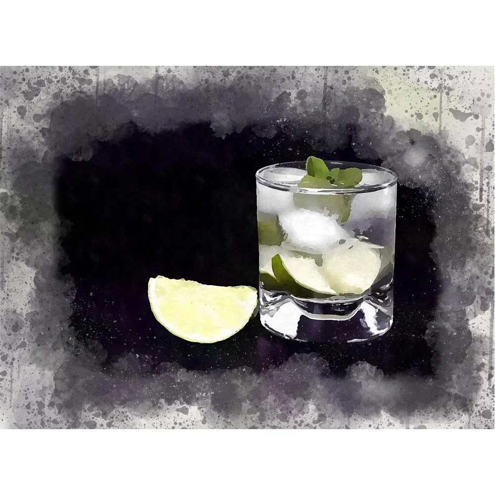 key lime gin tonic cocktail abstract figurative painting print