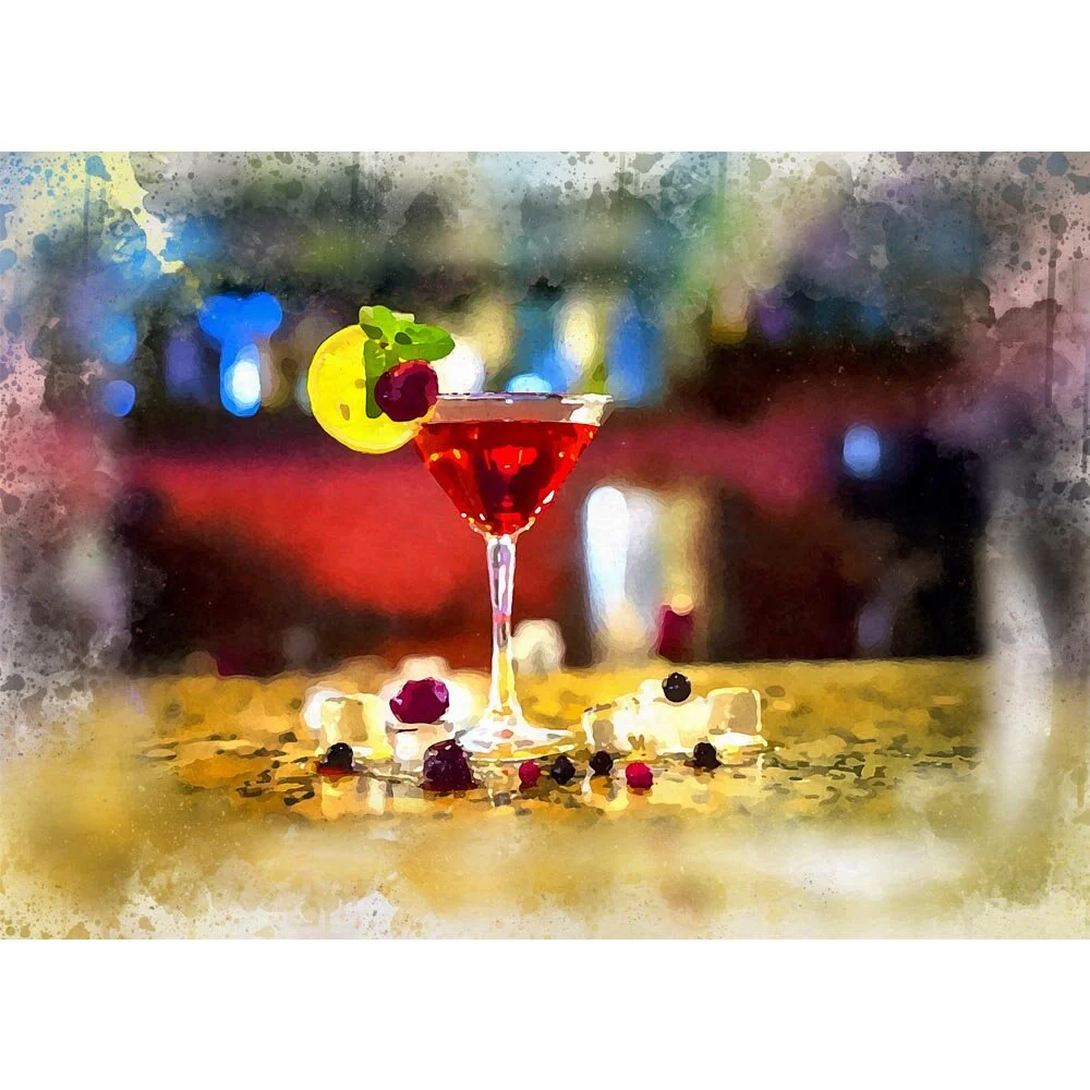 red berry martini cocktail abstract figurative painting print