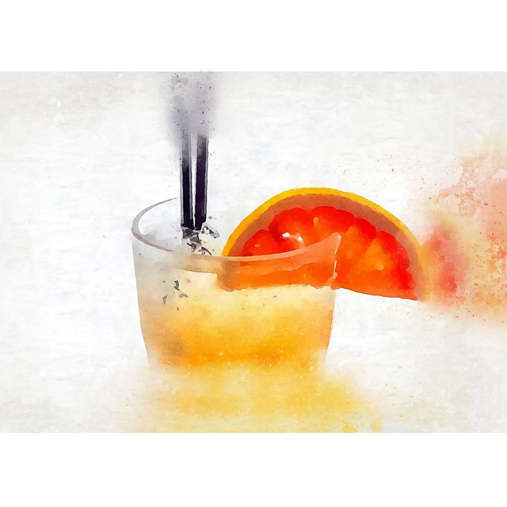orange sidecar cocktail abstract figurative painting print