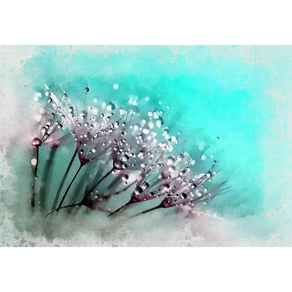 dandelion covered in dew abstract figurative print