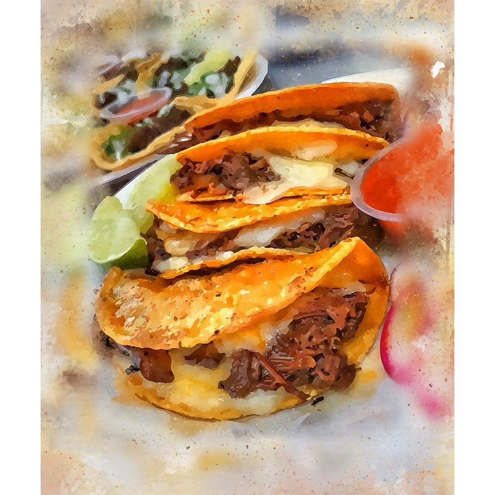 taco tuesday abstract figurative print