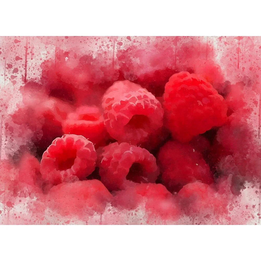 raspberries close-up abstract figurative print