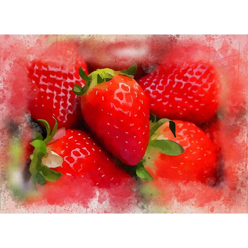 strawberries close-up abstract figurative print