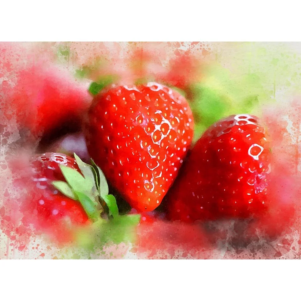 ripe strawberries close-up abstract figurative print