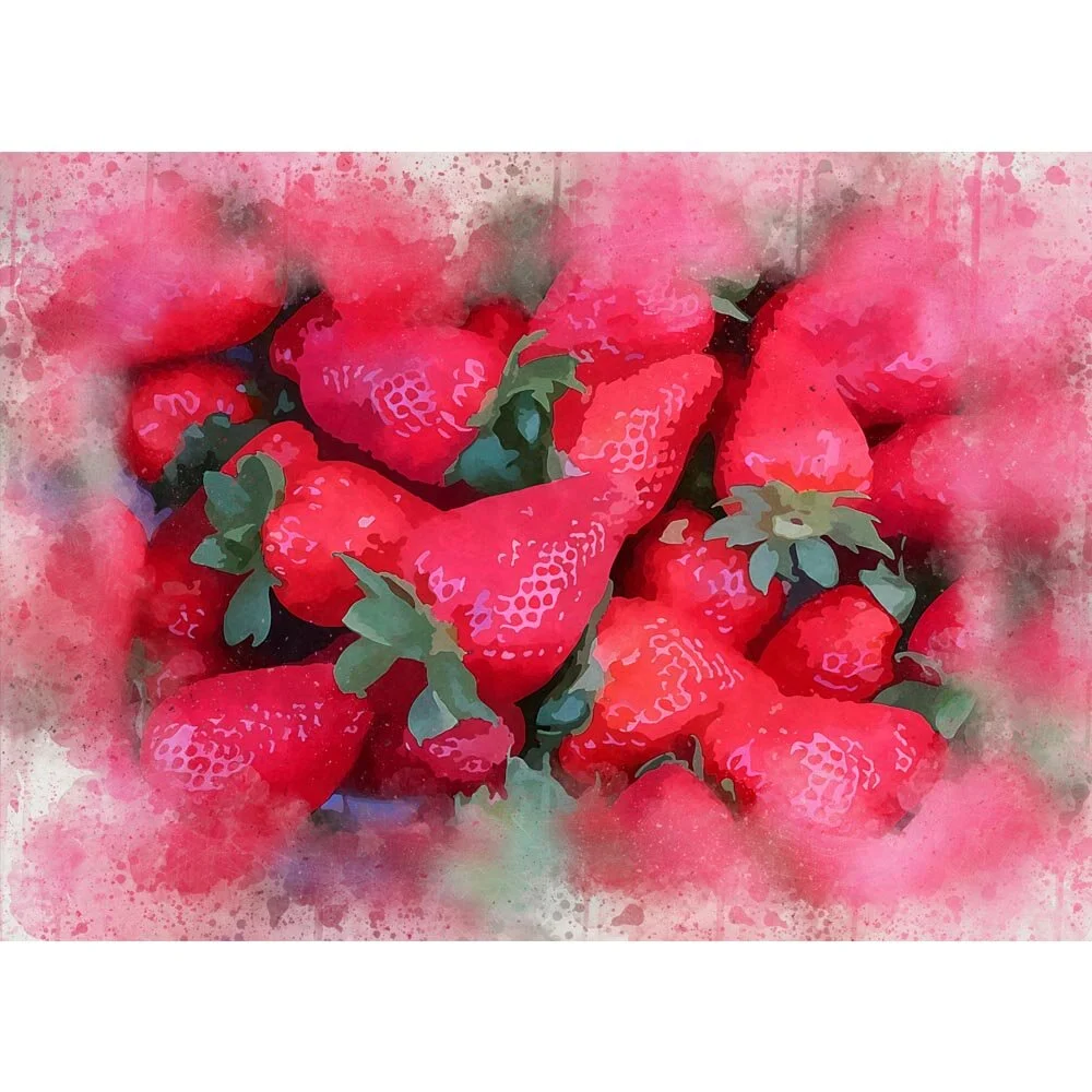 strawberries abstract figurative print