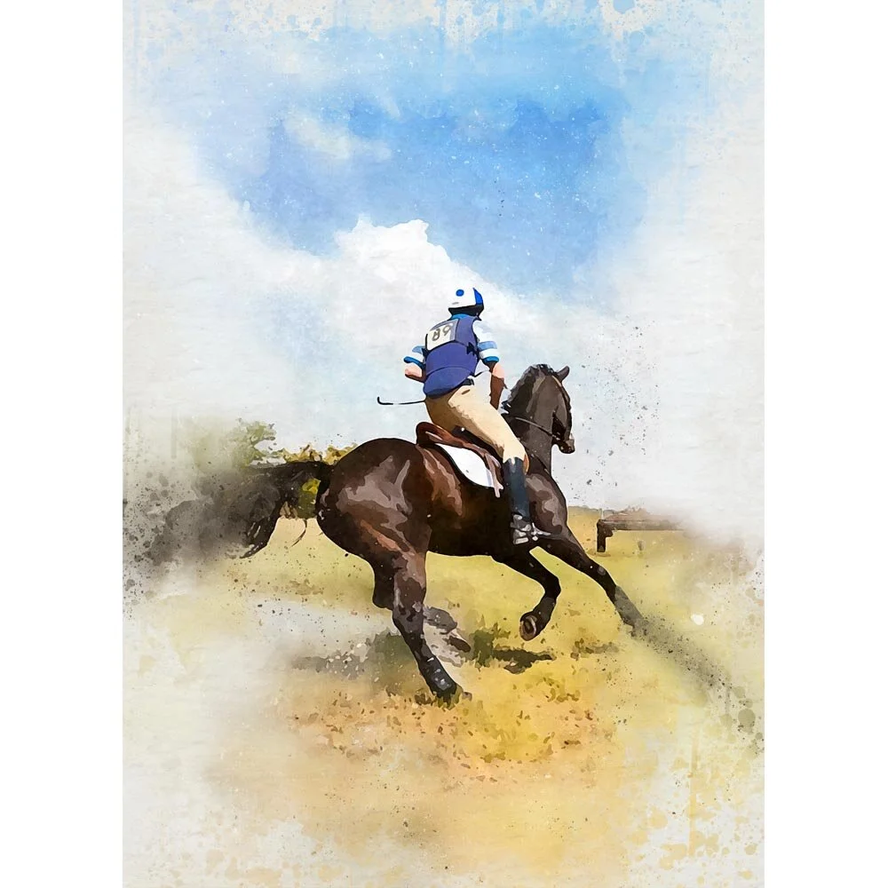 endurance cross country race event abstract figurative print