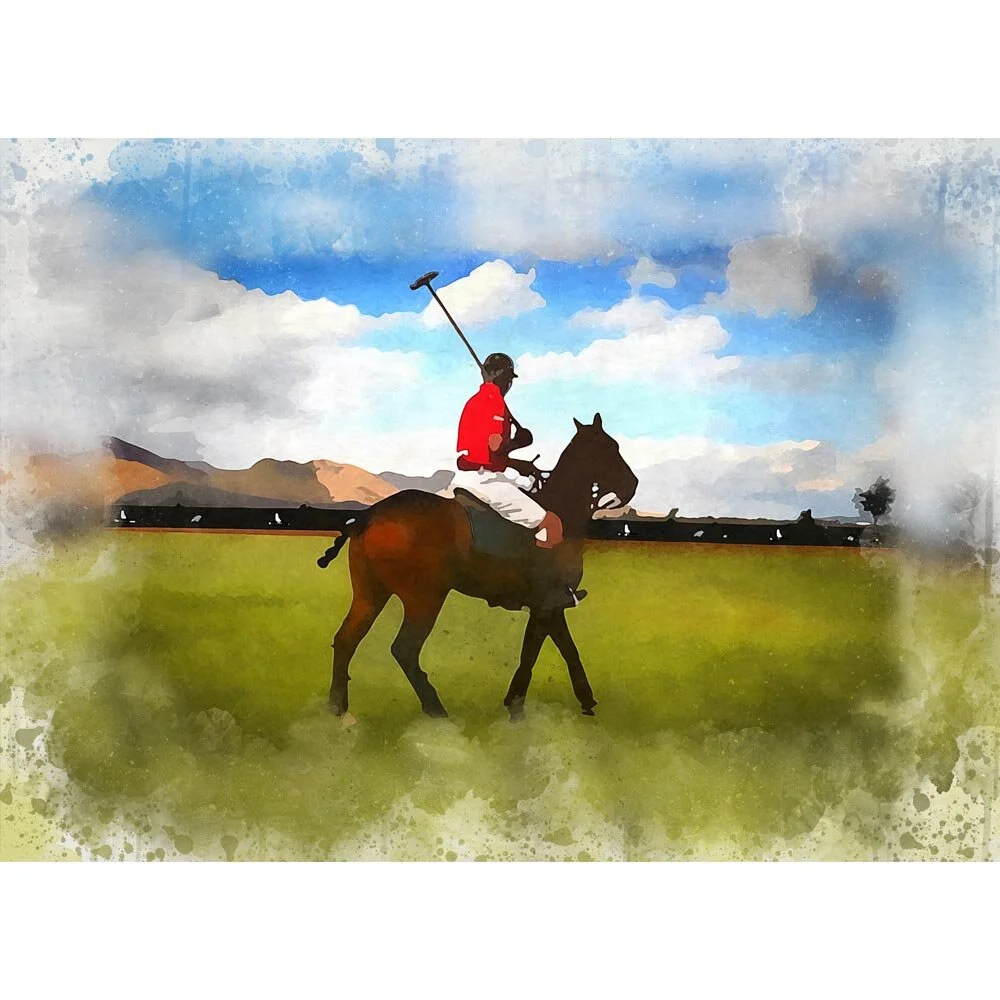 polo player after the match abstract figurative print