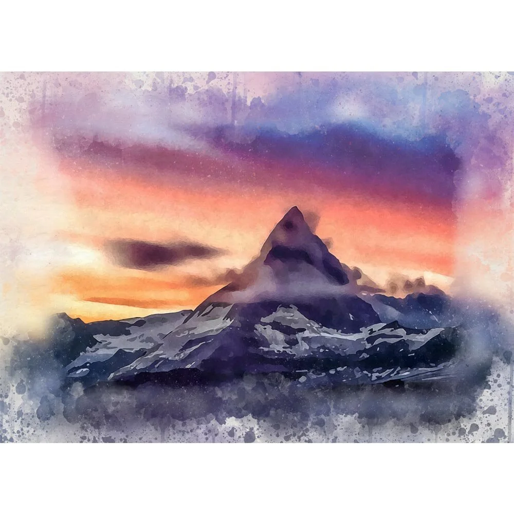 matterhorn during sunset abstract figurative painting print