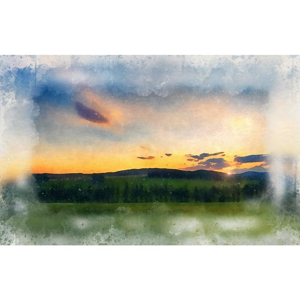 sunset in tuscany abstract figurative painting print
