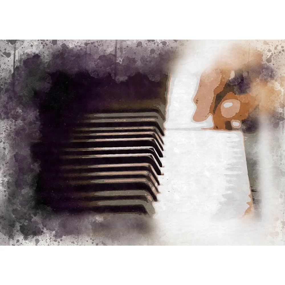 hand playing piano abstract figurative print