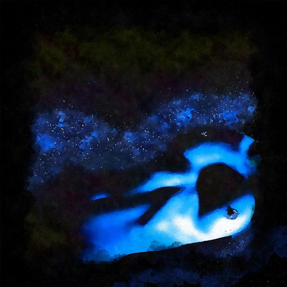 relaxing in a blue dream abstract figurative painting print