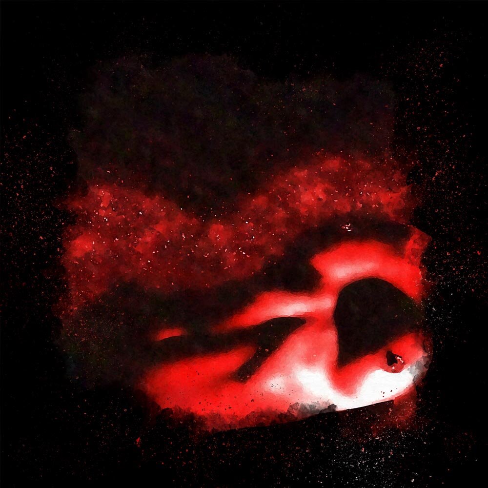 relaxing in a red dream abstract figurative painting print