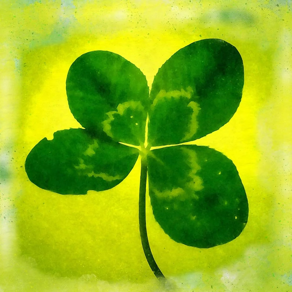 four leaf clover good luck charm abstract figurative  print