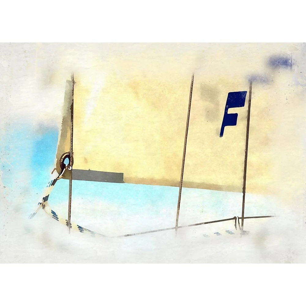 close up of a sail on a sailing yacht abstract figurative print