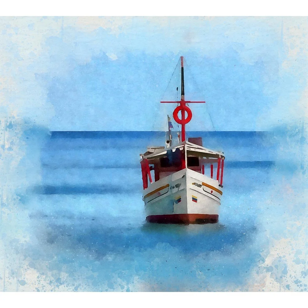 fishing boat margarita island abstract figurative print
