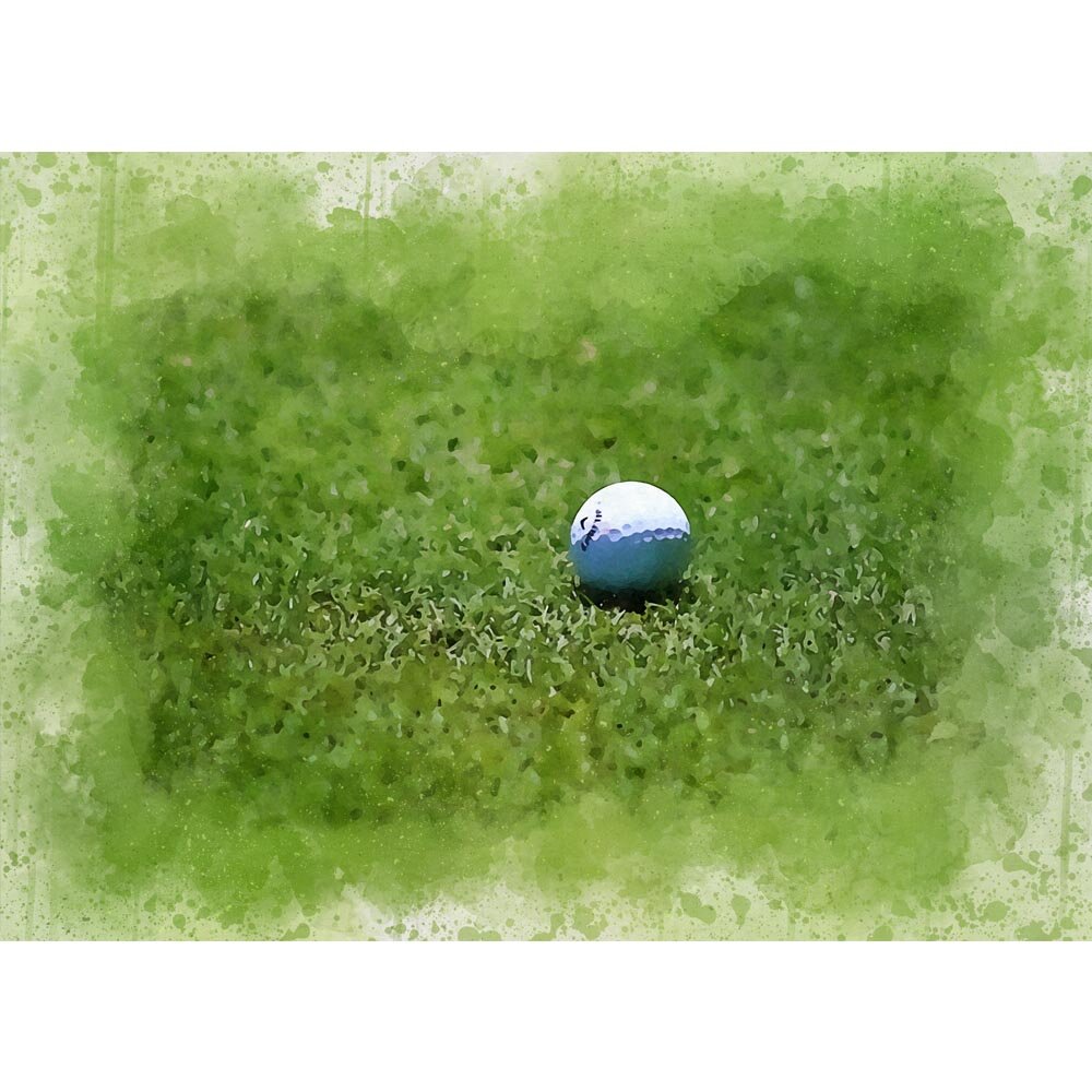 golf ball on the green abstract figurative print
