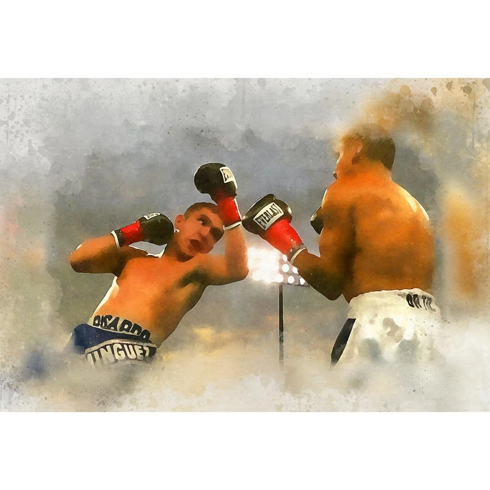 boxing match in open air abstract figurative print