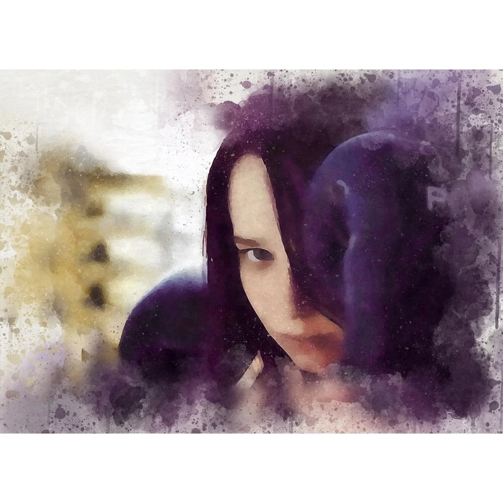 girl wearing a boxing glove abstract figurative print