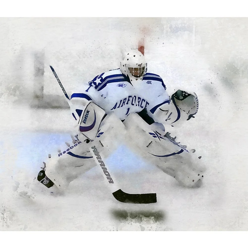 ice hockey goalie colorado springs airforce team abstract figurative print