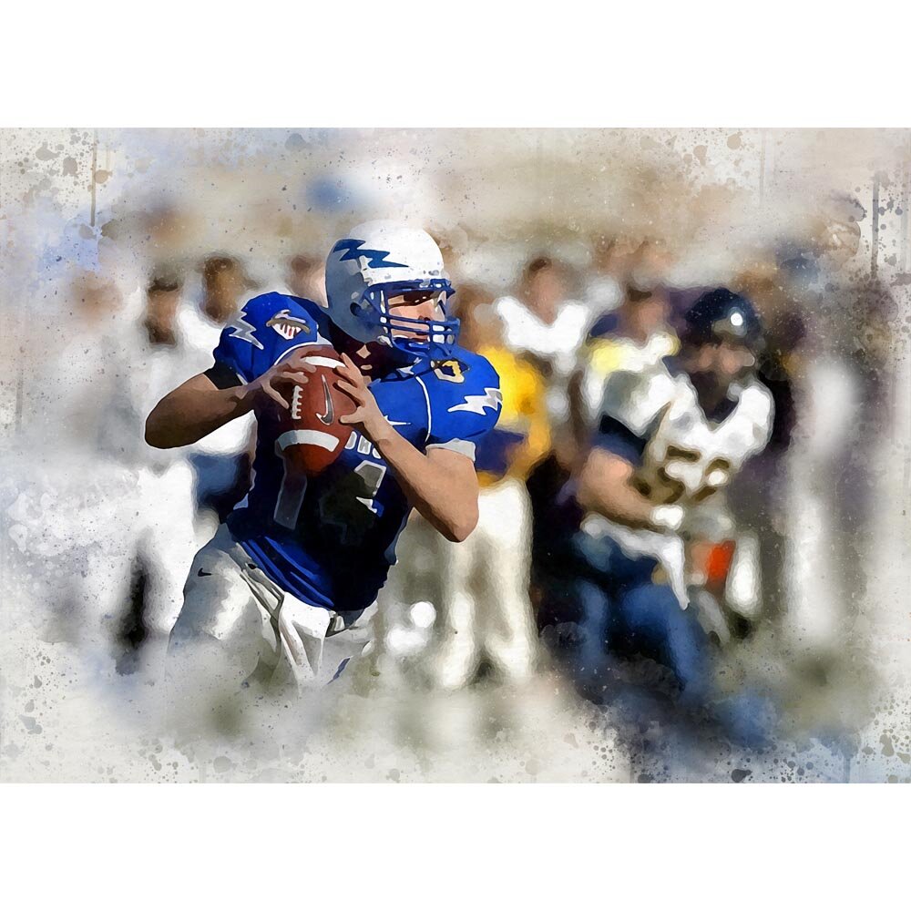 american football quarterback in action abstract figurative print