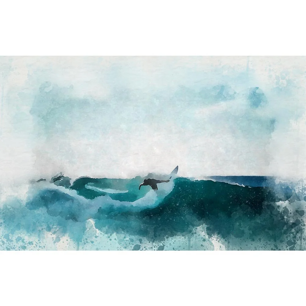 surfer on a wave abstract figurative print