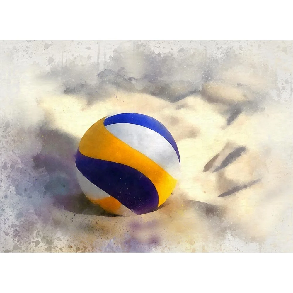 beach volleyball ball on the beach abstract figurative print