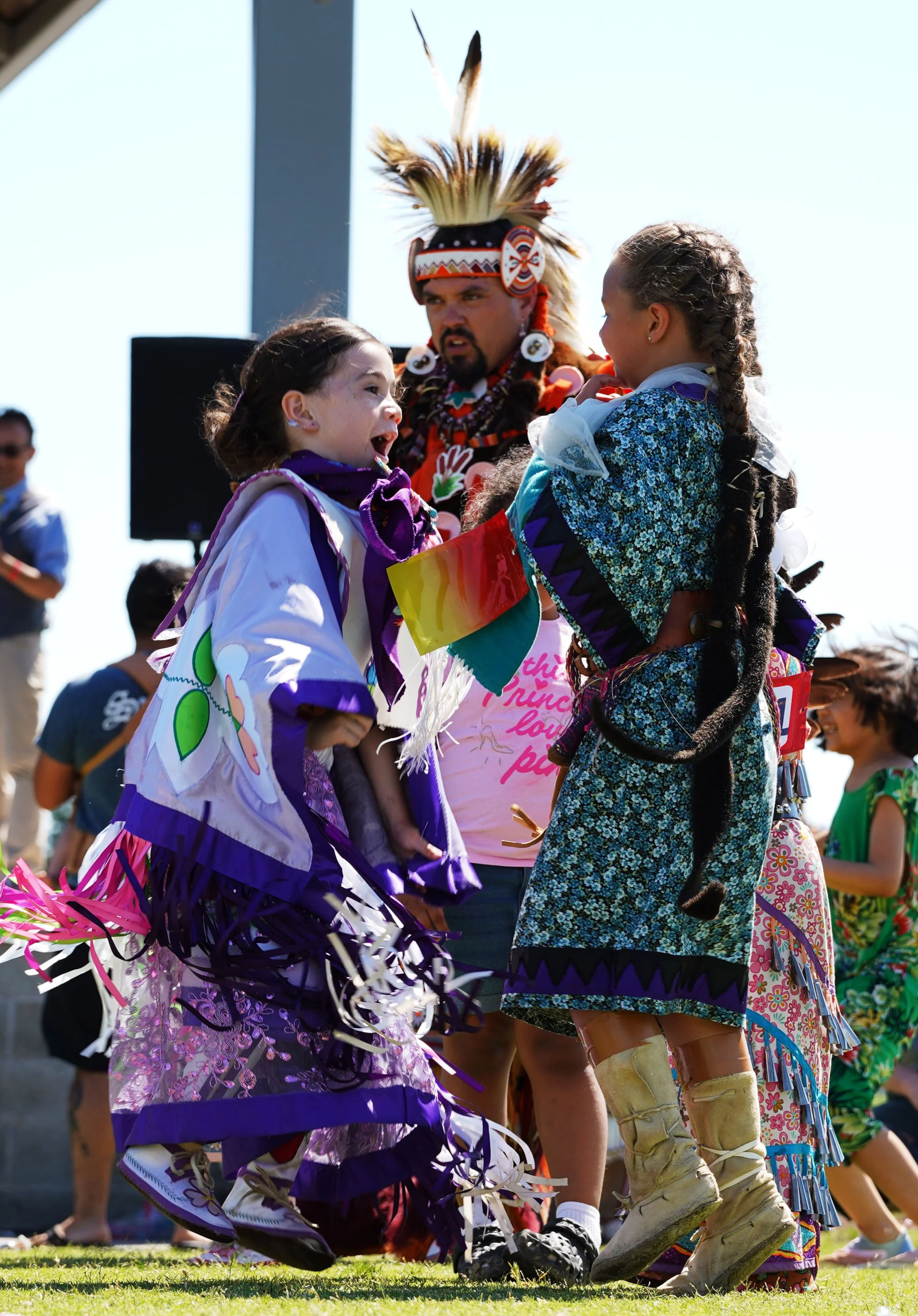  Children dance at the Rising Sun Powwow hosted by the Nansemond Indian Nation on May 17, 2025 in Virginia Beach. 