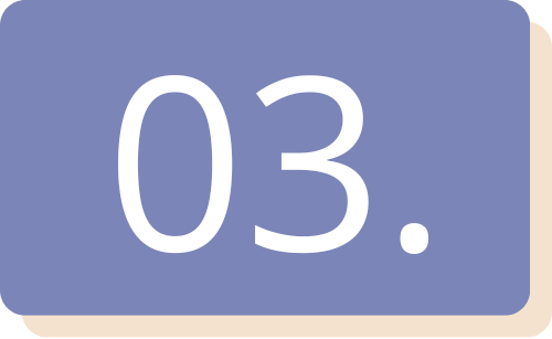 Close-up of a purple number card with the number 03.