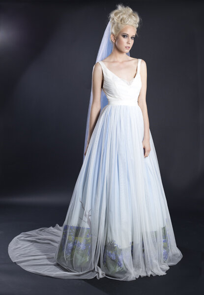 blue dipped wedding dress