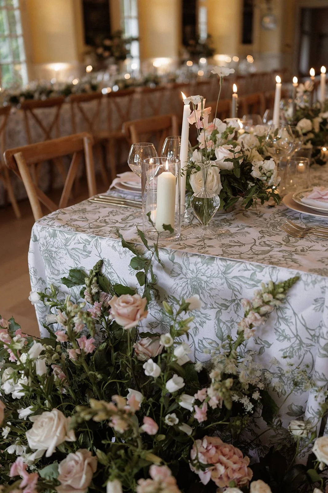 Euridge Manor Wedding - pinks and greens design for tables 