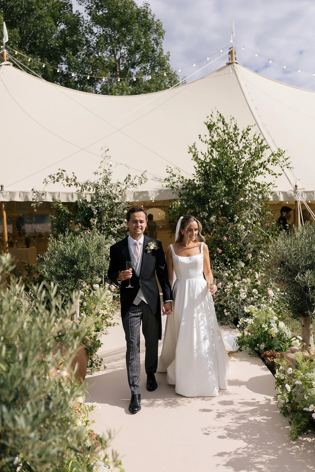 Summer sail cloth marquee wedding at home in Sussex