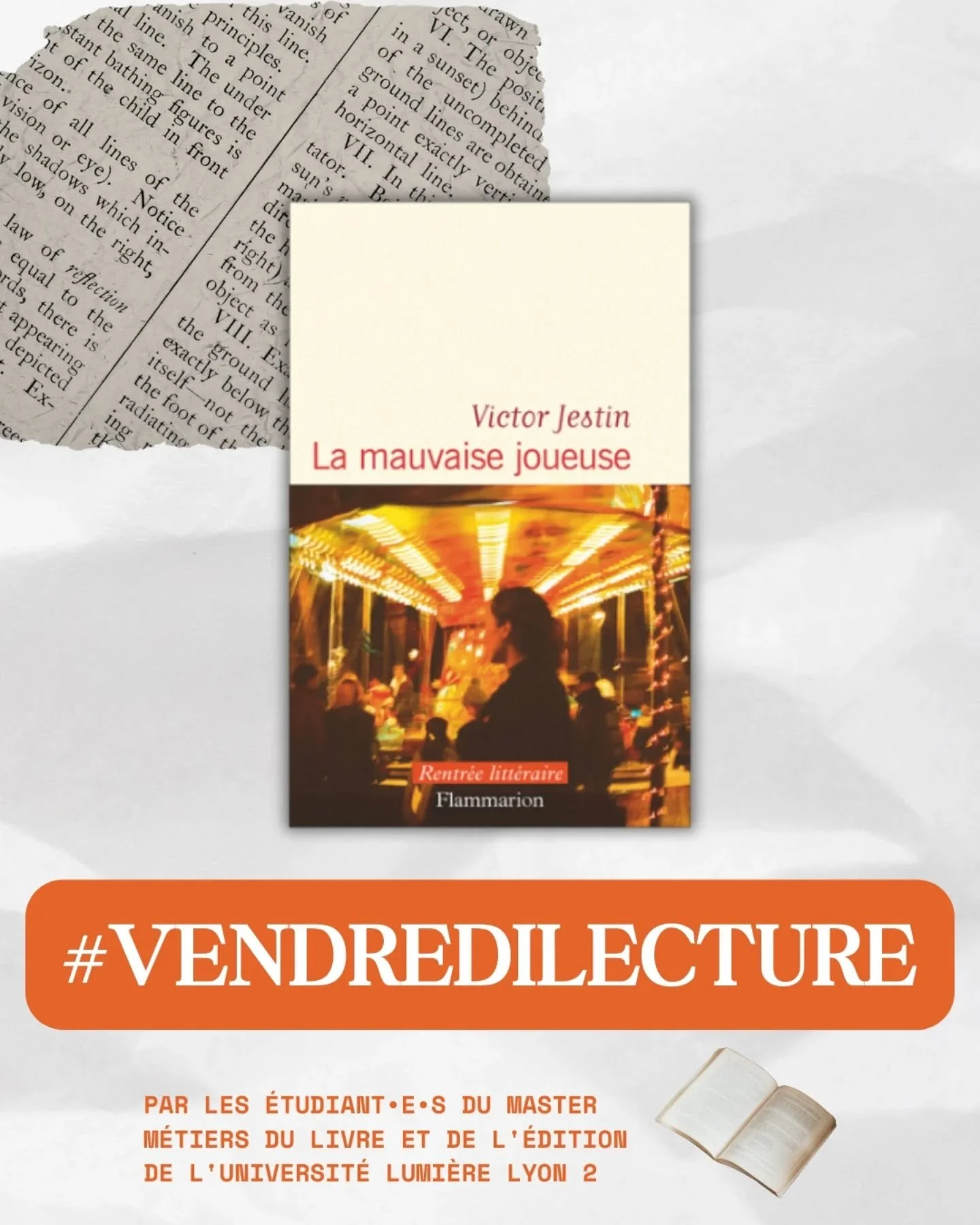 Nous poursuivons notre joyeuse collaboration avec les &eacute;tudiant&bull;e&bull;s en master 1 m&eacute;tiers du livre et de l'&eacute;dition &agrave; l'Universit&eacute; Lumi&egrave;re Lyon 2. D&eacute;couvrez leur proposition de #vendredilecture &
