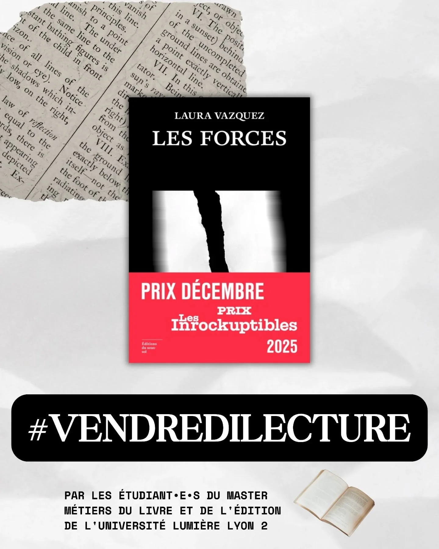 Nous poursuivons notre joyeuse collaboration avec les &eacute;tudiant&bull;e&bull;s en master 1 m&eacute;tiers du livre et de l'&eacute;dition &agrave; l'Universit&eacute; Lumi&egrave;re Lyon 2. D&eacute;couvrez leur proposition de #vendredilecture &