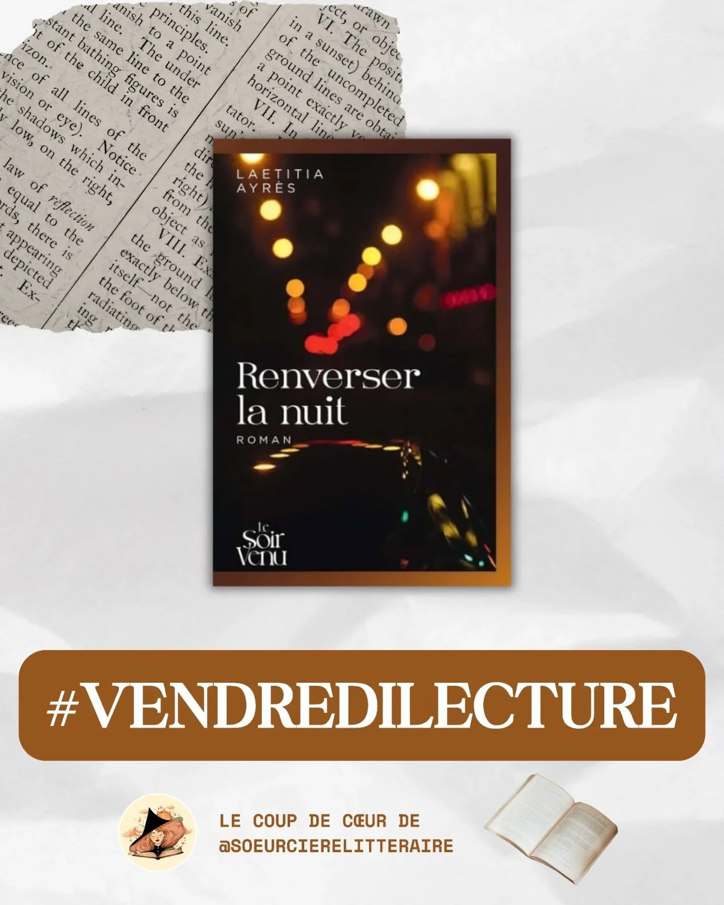 Nous continuons notre rendez-vous #vendredilecture avec @soeurcierelitteraire qui partagera ses coups de c&oelig;ur avec nous. D&eacute;couvrez sa proposition de la semaine : &laquo; Renverser la nuit &raquo; de Laetitia Ayr&egrave;s.

𝗥𝗲𝗻𝘃𝗲𝗿𝘀