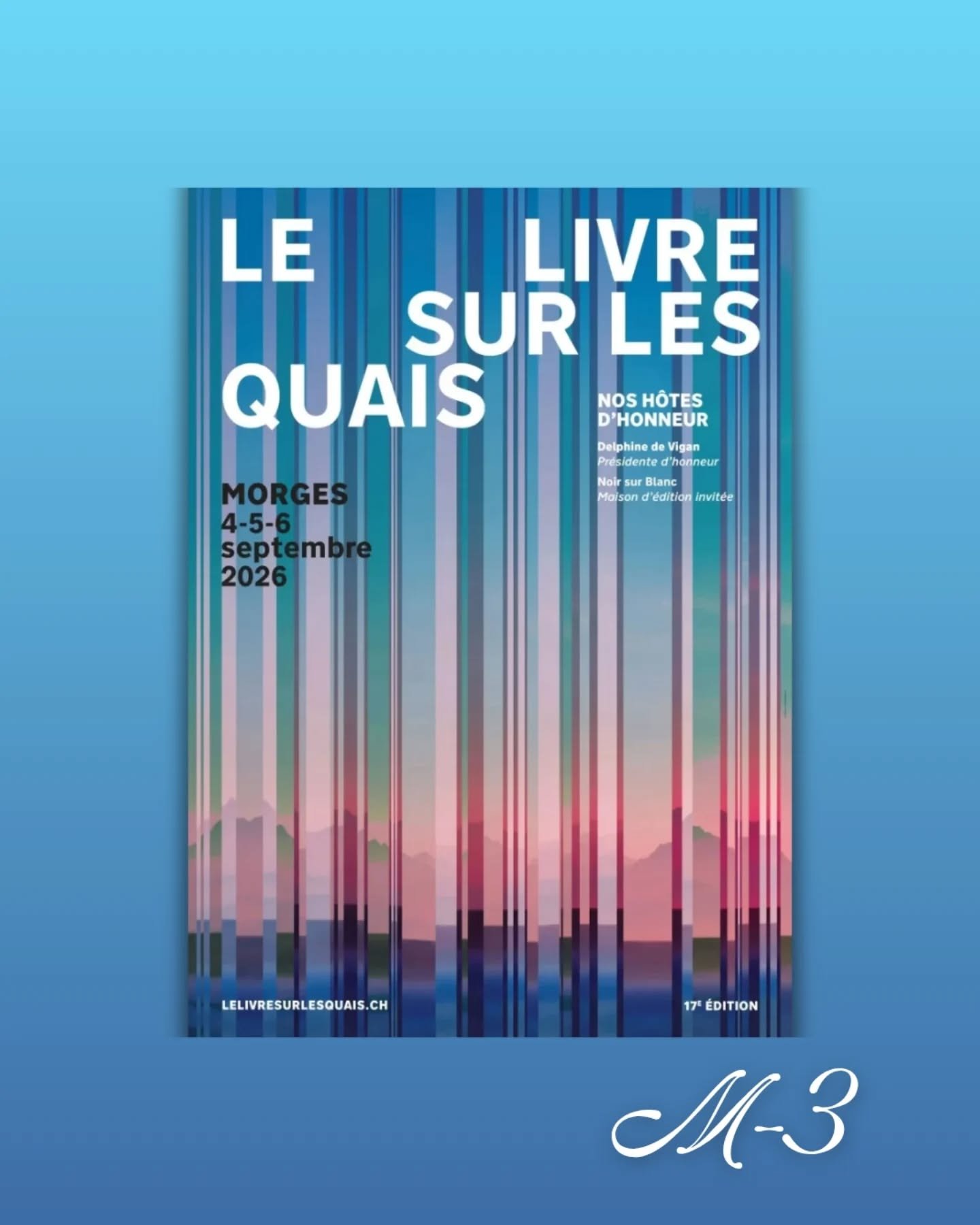 📚 𝗥𝗲𝗻𝗱𝗲𝘇-𝘃𝗼𝘂𝘀 𝗱𝘂 4️⃣ 𝗮𝘂 6️⃣ 𝘀𝗲𝗽𝘁𝗲𝗺𝗯𝗿𝗲 !

Dans tout juste trois mois, la 17e &eacute;dition du festival Le Livre sur les quais ouvrira ses portes &agrave; Morges.

Cette ann&eacute;e, le festival s'articulera autour du th&egrav