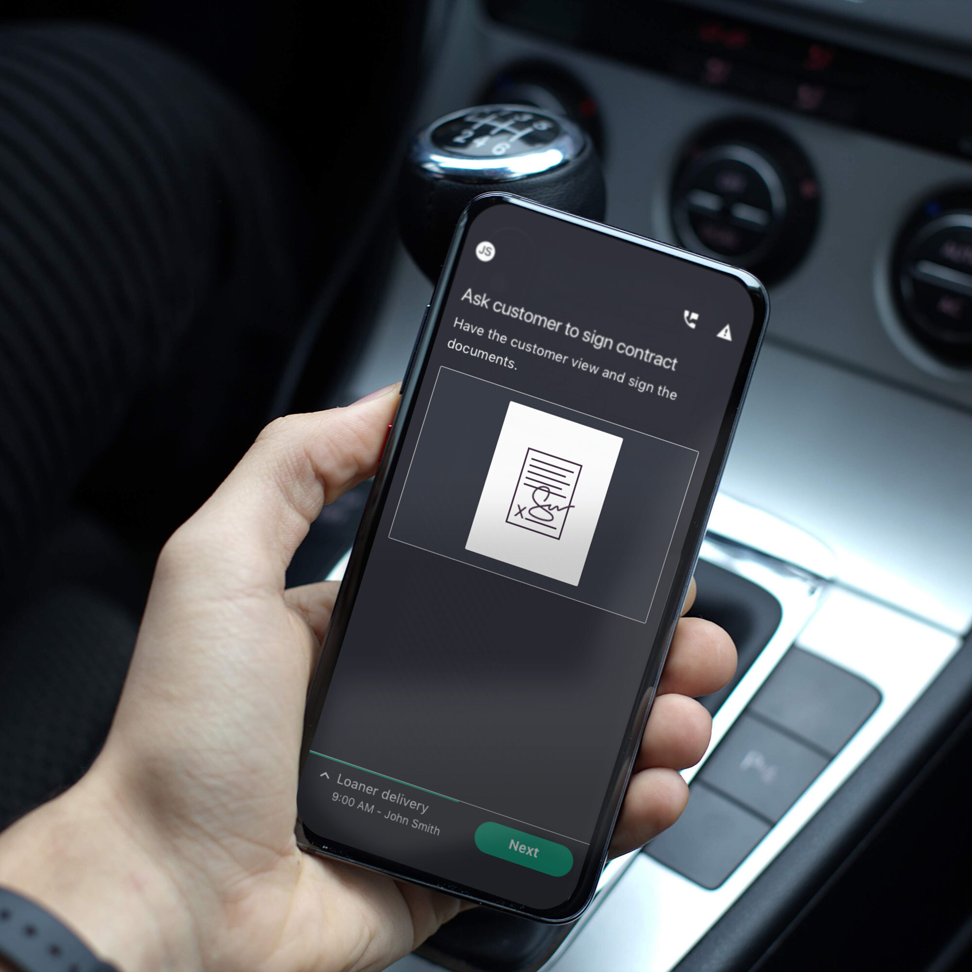 SideFlip in use to capture a customer signature via PDF