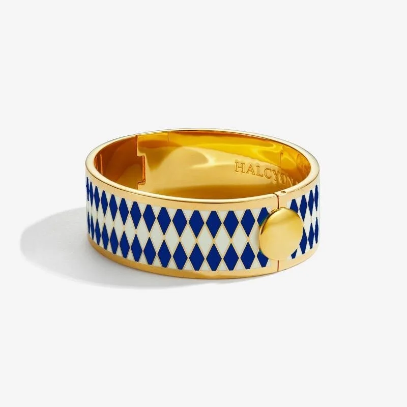 19mm Parterre Dp Cobalt Crm/Gld Hinged bangle Halcyon Days