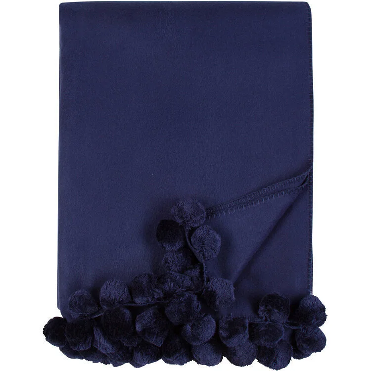 Luxxe Pom Pom Throw-Indigo Malibu Luxxe