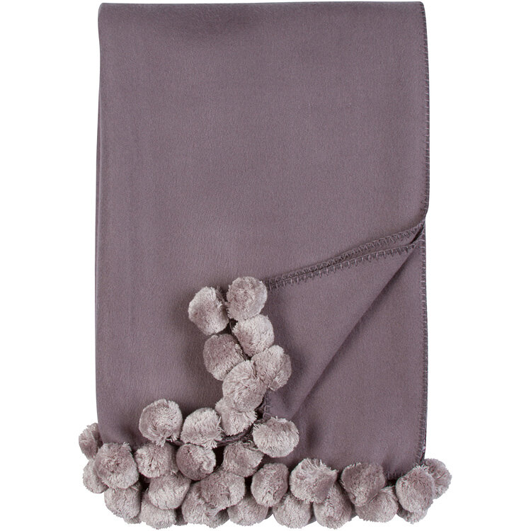 Luxxe Pom Pom Throw-Steel Dove Malibu Luxxe