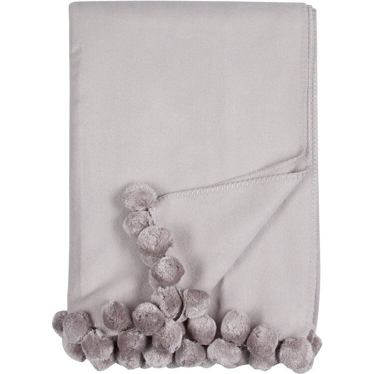 Luxxe Pom Pom Throw- Dove Grey by Malibu Luxxe