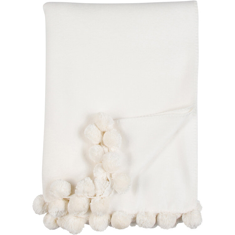 Luxxe Pom Pom Throw- Ivory by Malibu Luxxe